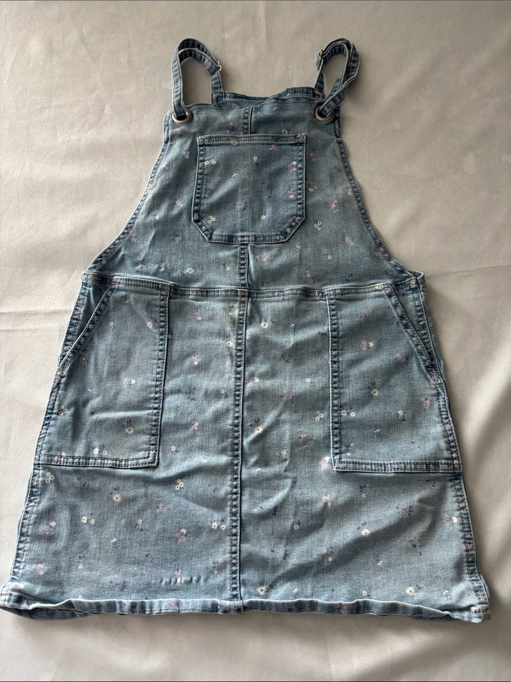 Cat & Jack Light Blue Denim Dress with Subtle White Print kids size L (10/12) - Picture 2 of 8